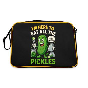 Ich bin hier, um alle Gurken zu essen - Retro Tasche - Schwarz/Gold - Hinten