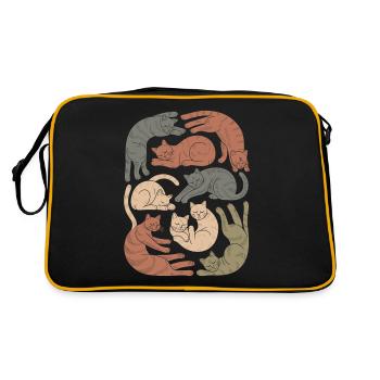 Relaxed Boho Cat Pattern - Retro Bag - black/gold - Back