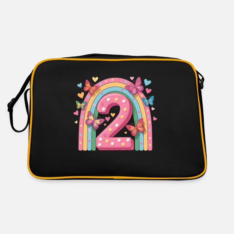 Regenbogen Schmetterling 2. Geburtstag Mädchen Retro Tasche