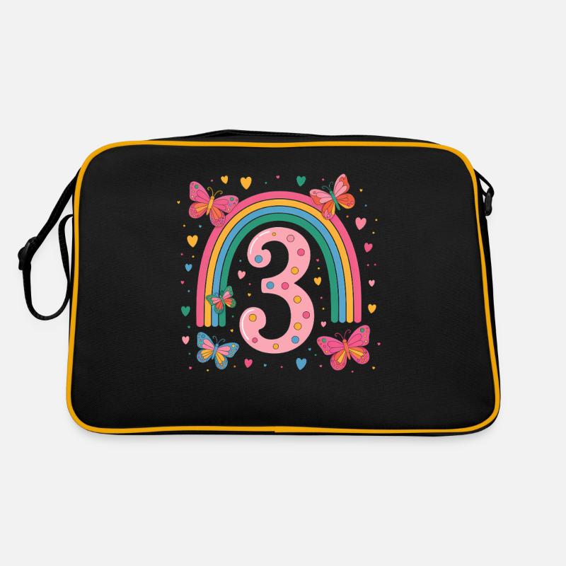 Regenbogen Schmetterling 3. Geburtstag Mädchen Retro Tasche