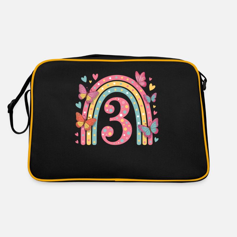 Regenbogen Schmetterling 3. Geburtstag Mädchen Retro Tasche