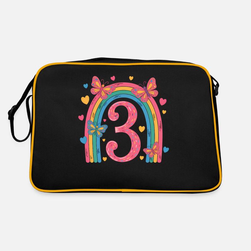 Regenbogen Schmetterling 3. Geburtstag Mädchen Retro Tasche