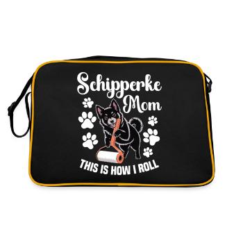 Schipperke Mom So Rolle Ich - Retro Tasche - Schwarz/Gold - Hinten