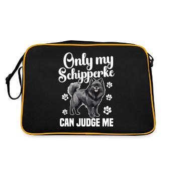 Nur Mein Schipperke Kann Mich Beurteilen - Retro Tasche - Schwarz/Gold - Hinten