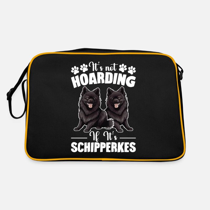 Ça ne s’arrête pas si c’est Schipperkes - Sac Retro - noir/or