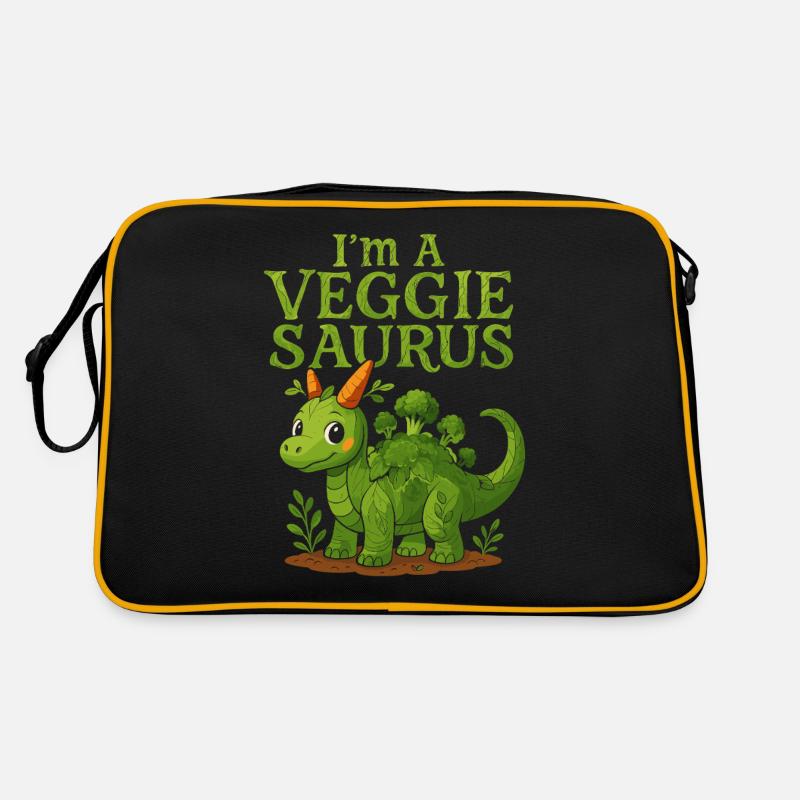 Ich bin ein Veggie-Saurus - Retro Tasche - Schwarz/Gold