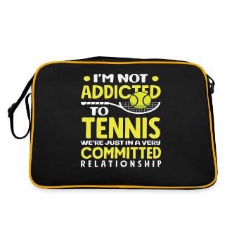 Tennis Spieler: Nicht Süchtig Nur Engagiert - Retro Tasche - Schwarz/Gold - Hinten
