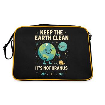 Die Erde sauber halten Es ist nicht Uranus - Retro Tasche - Schwarz/Gold - Hinten