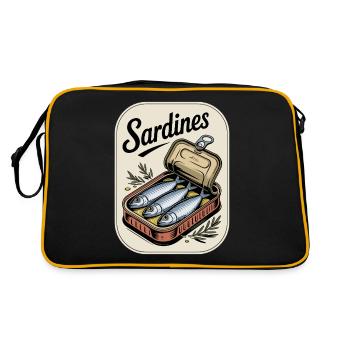 Sardines In Cans Illustration - Retro Bag - black/gold - Back