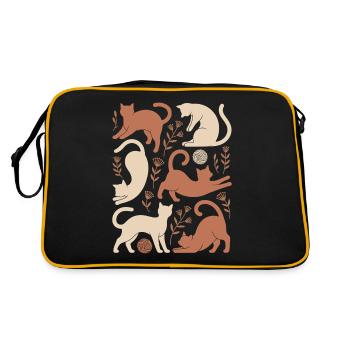 Boho Cats And Flowers Magical Pattern - Retro Bag - black/gold - Back