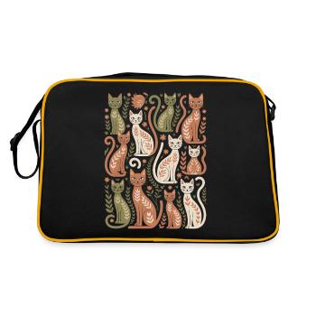 Boho cat pattern with playful details - Retro Bag - black/gold - Back