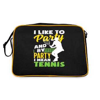 Ich Feier Gerne Und Mit Feiern Meine Ich Tennis - Retro Tasche - Schwarz/Gold - Hinten