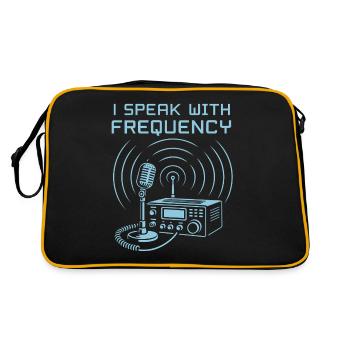 Ich spreche mit Frequenz - Retro Tasche - Schwarz/Gold - Hinten