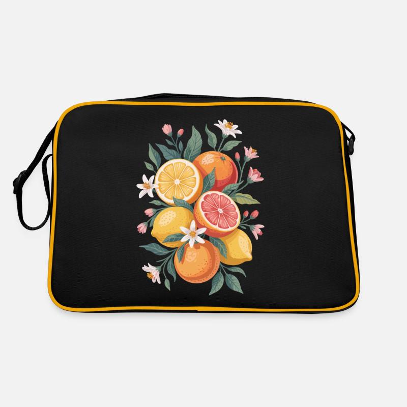 Boho Stil Mit Zitrusfrüchten Und Blüten Retro Tasche