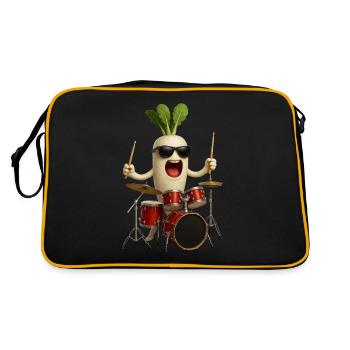 Radieschen Schlagzeug - Retro Tasche - Schwarz/Gold - Hinten