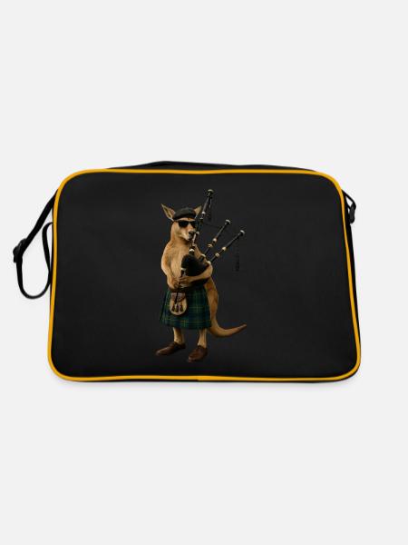 Känguru Dudelsack - Retro Tasche - Schwarz/Gold - Hinten