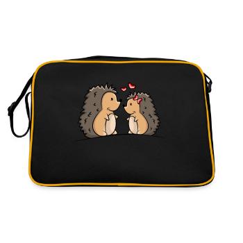 Hérisson couple avec des cœurs - Sac Retro - noir/or - Dos