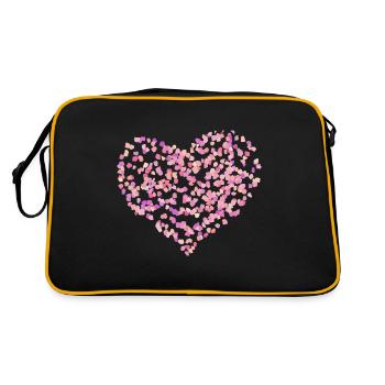 flower leaves heart - Retro Bag - black/gold - Back
