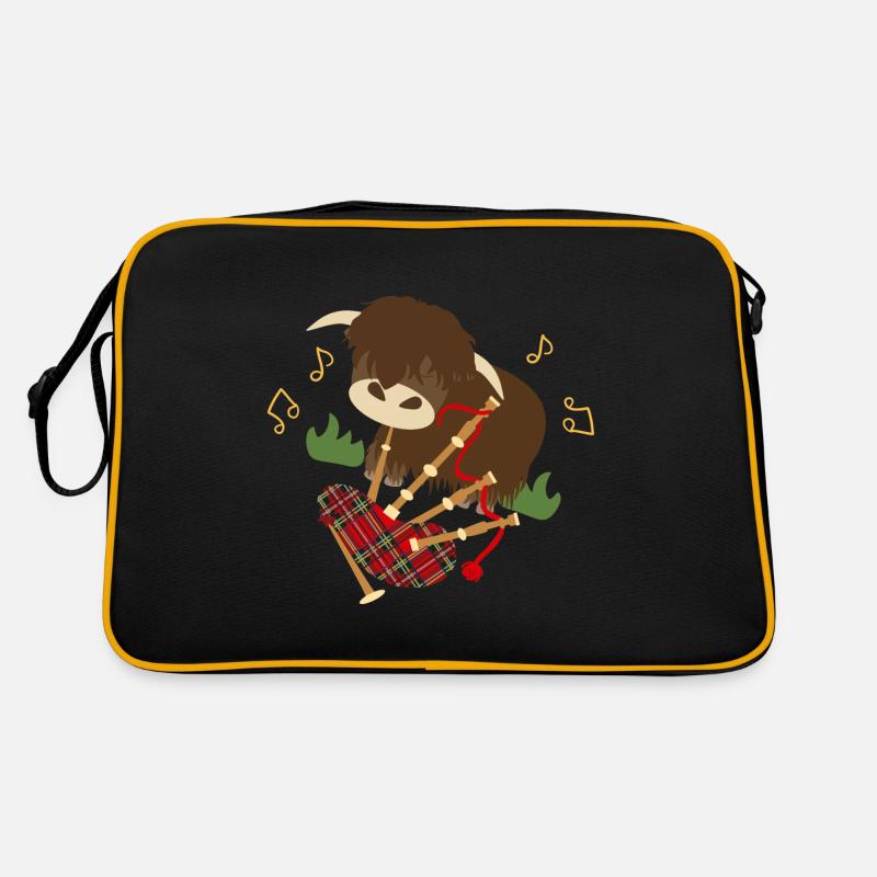 Cornemuse de jeu Highland Cattle - noir Sac Retro