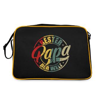 Bester Papa Der Welt Bester Papa - Retro Tasche - Schwarz/Gold - Hinten