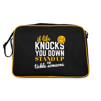 Tickle tickle fun sruch laugh funny funny fun - Retro Bag - black/gold - Back