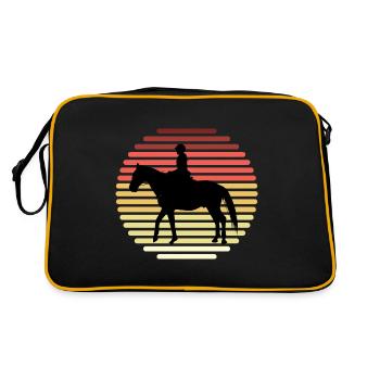 Reiten Pferd Pferdesport Reiterhof Dressurreiten - Retro Tasche - Schwarz/Gold - Hinten