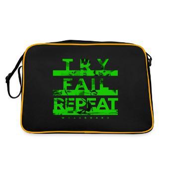 Try, Fail, Repeat. Wakeboard Wakeskate Wasserski - Retro Tasche - Schwarz/Gold - Hinten