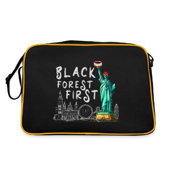 Schwarzwald Freiheitsstatue, Black Forest First - Retro Tasche - Schwarz/Gold - Hinten