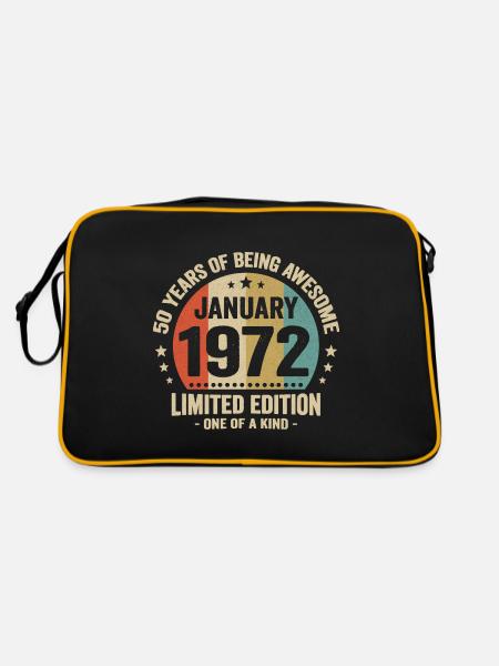 50 Jahre Großartigkeit seit Januar 1972 - Retro Tasche - Schwarz/Gold - Hinten
