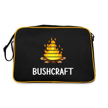 bushcraft feuerstelle outdoor shelter wildlife - Retro Tasche - Schwarz/Gold - Hinten