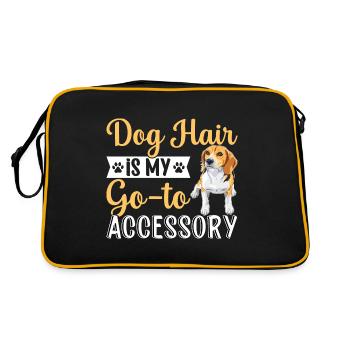 Beagle Hundehaar Ist Mein Accessoire Lustige - Retro Tasche - Schwarz/Gold - Hinten