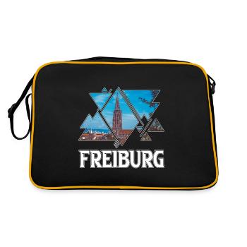 Freiburg Germany City Skyline Home Love - Retro Bag - black/gold - Back