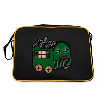 Happy Bauwagen Haus Häuschen fröhlich wohnen Hütte - Sac Retro - noir/or - Dos