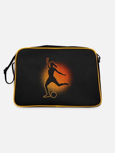 Fussballer Damen Fussballspieler Herren Fussball - Retro Tasche - Schwarz/Gold - Hinten