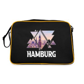 Hambourg Allemagne city skyline home love - Sac Retro - noir/or - Dos