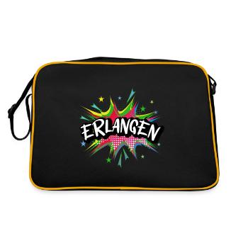 Erlangen Germany City Pop Art Comic Art - Retro Bag - black/gold - Back