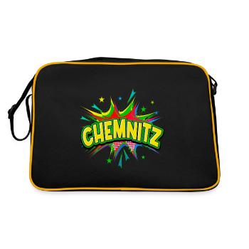 Chemnitz Germany City Pop Art Comic Art - Retro Bag - black/gold - Back