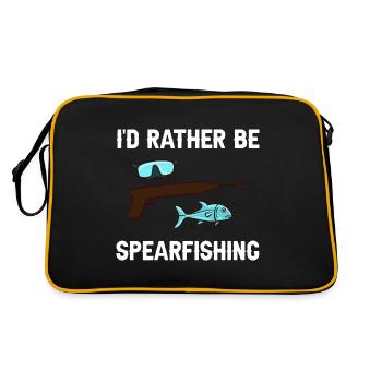 Speerfischen Speerfischer Fische Speer Fischer - Retro Tasche - Schwarz/Gold - Hinten