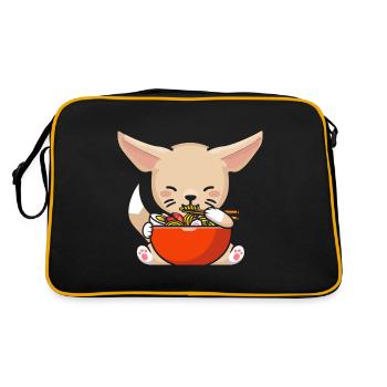 Fennec Fox Eats Ramen Noodles Fennec Foxes - Retro Bag - black/gold - Back
