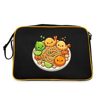 Pad Thai Kawaii Food - Retro Bag - black/gold - Back
