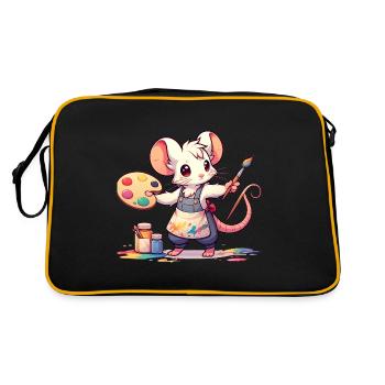 Cute Mouse Artist - Retro Bag - black/gold - Back