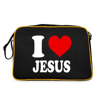 J’aime Jésus Jésus Religion Croyant Coeur Drôle - Sac Retro - noir/or - Dos