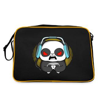 Gaming panda gambling Christmas birthday idea - Retro Bag - black/gold - Back