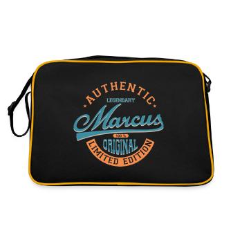 Marcus tshirt personalisierte Geschenk Name Marcus - Retro Tasche - Schwarz/Gold - Hinten