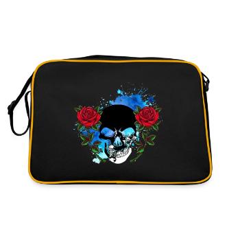 Tête de mort Skull Crâne de mort Rose Fleurs Splash - Sac Retro - noir/or - Dos