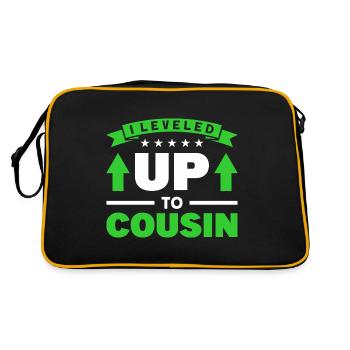 Cousin Großer Cousin Geburt Geschenk - Retro Tasche - Schwarz/Gold - Hinten