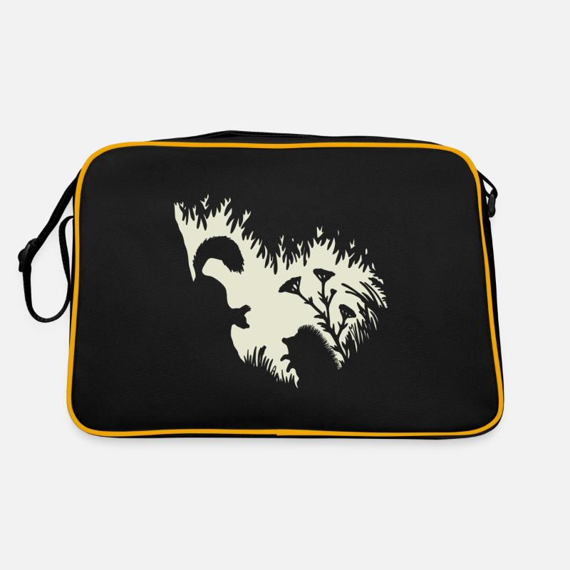 Waldtiere Eichhörnchen Igel Fairycore Natur - Retro Tasche - Schwarz/Gold