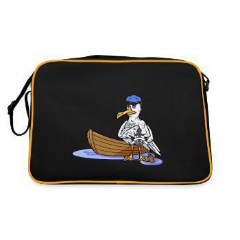 Ahoy Boat Seagull Seaman Maritime Captain Travel Anchor - Retro Bag - black/gold - Back