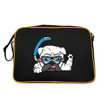 Bulldogge Tauchen. Hund Elternteil. Gift - Retro Tasche - Schwarz/Gold - Hinten