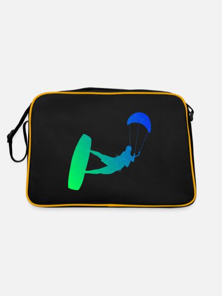 Kitesurfer Kitesurf Kiten Kitesurfen Damen - Retro Tasche - Schwarz/Gold
